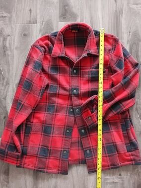 Timberland Red and Black Plaid Fleece Jacket